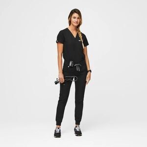 Figs Women’s High Waisted Zamora Jogger Scrub Pants in Black Size L